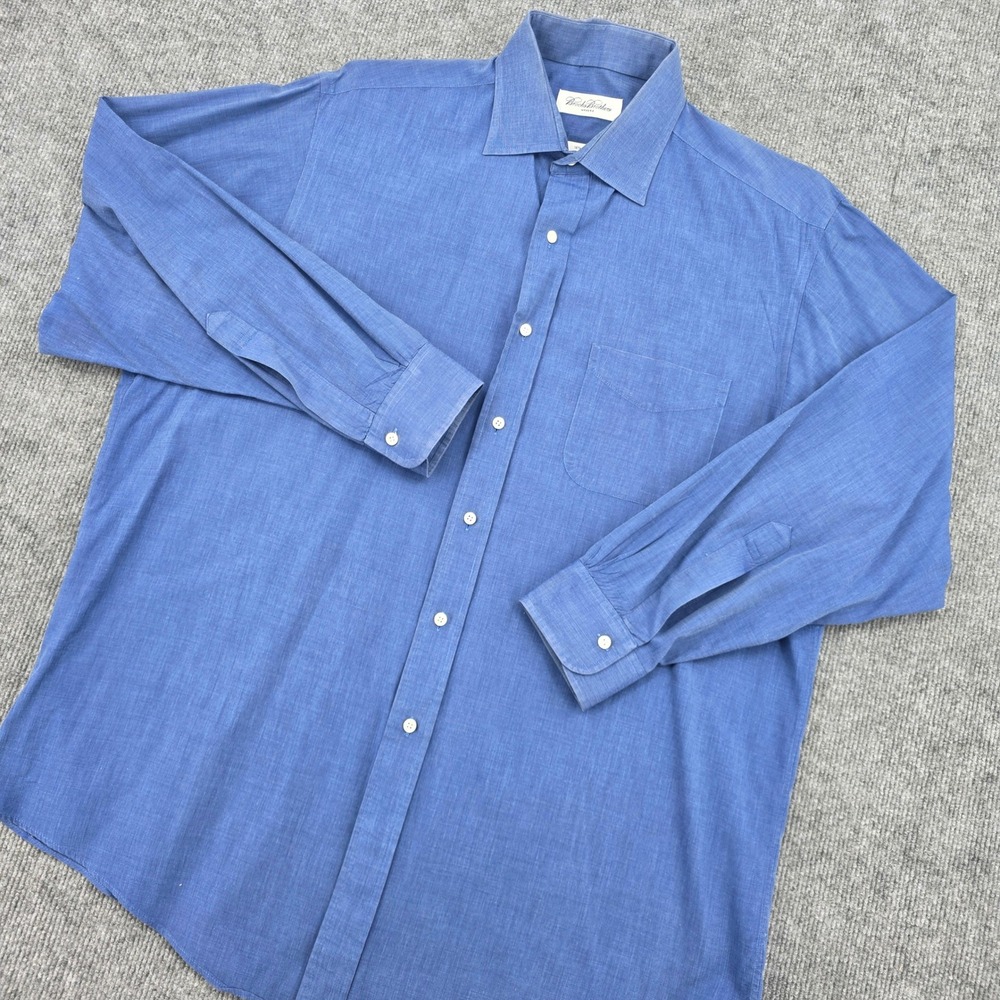 Brooks Brothers Makers Blue Cotton Button Down Shirt Mens 16.5 34 Made in USA